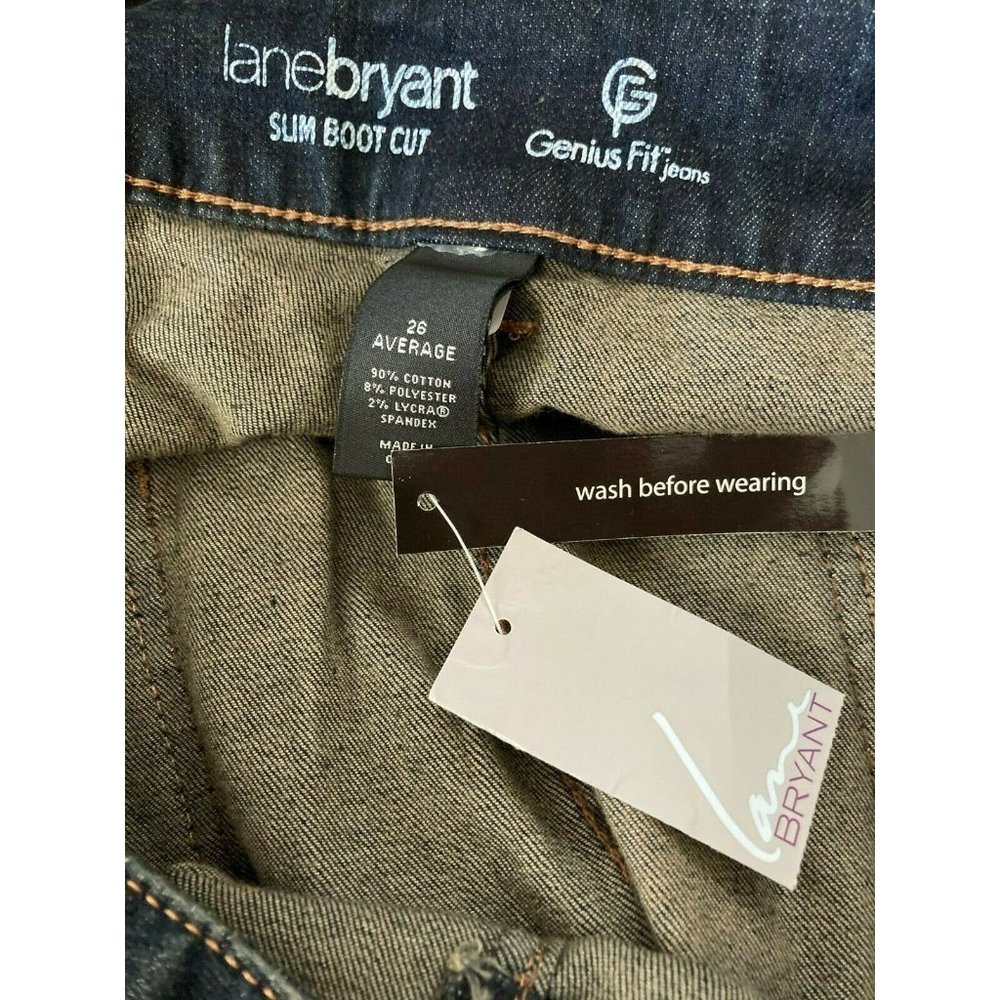 Lane Bryant Slim Boot Cut Jeans Genius Fit Plus Sz 26 Average Dark Denim NWT - Picture 5 of 6